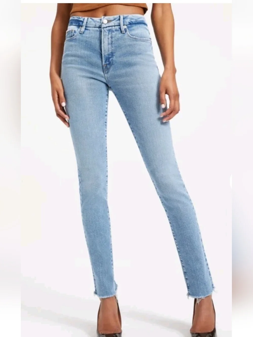 Good American Good Legs High Rise Skinny Cropped Jeans 12/31 Blue